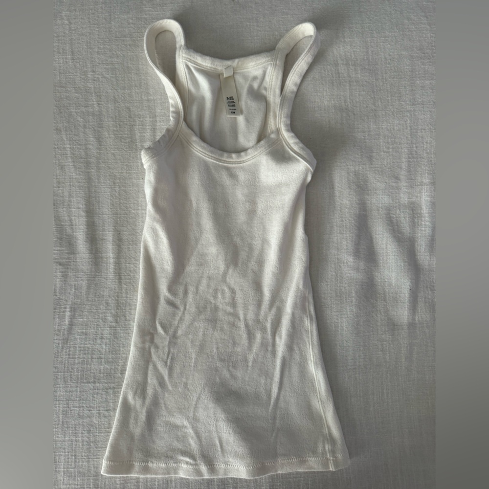 Skims XXS white/cream pointelle longline tank
